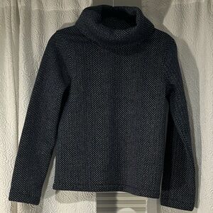 J. Crew Navy Herringbone Turtleneck Fleece Sweater Size Small